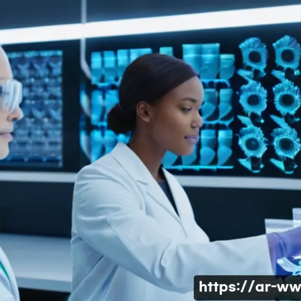 장수 연구의 최신 기술 동향 - **Prompt:** A group of diverse scientists (men and women, various ethnicities) in a bright, futurist...
