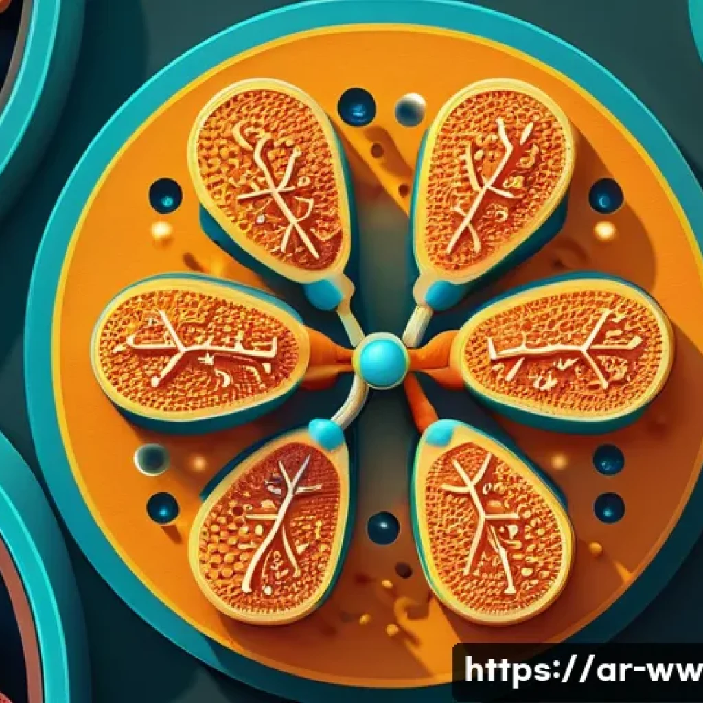 장수와 관련된 주요 생리학적 메커니즘 - A highly detailed scientific illustration of healthy mitochondria inside human cells, glowing softly...