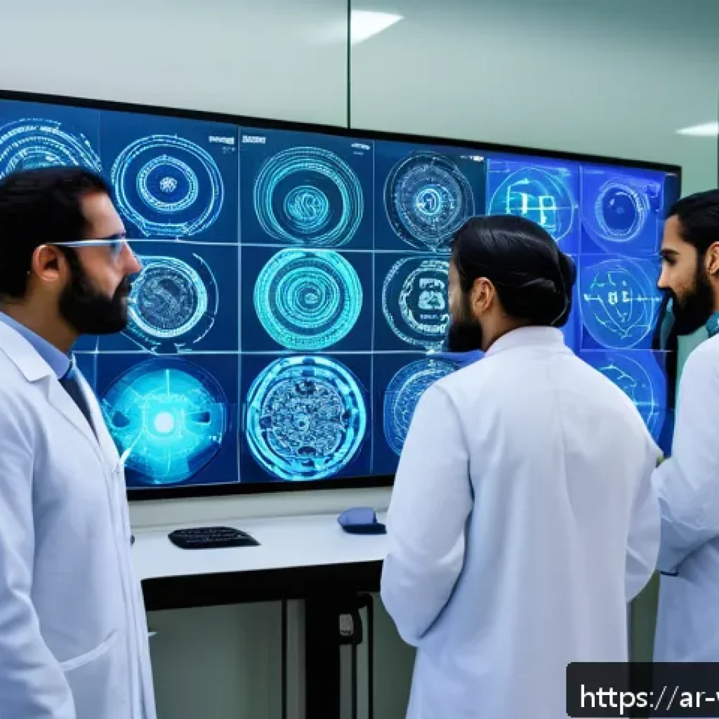 장수 연구에서의 기계 학습 활용 - A modern medical research laboratory in the Middle East, featuring diverse Arab scientists analyzing...